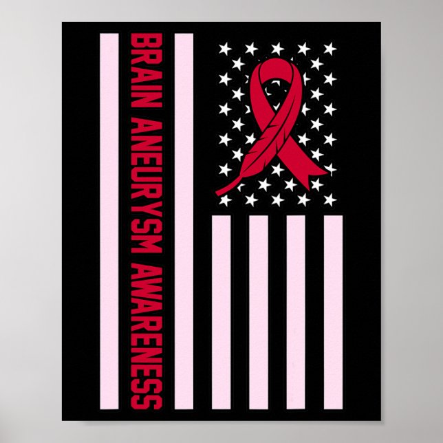 USA flagga Brain Aneurysm Awareness Månadsstöd Poster (Framsidan)