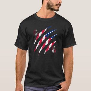 USA Flagga Cool Patriotisk USA Sönderriven T Shirt