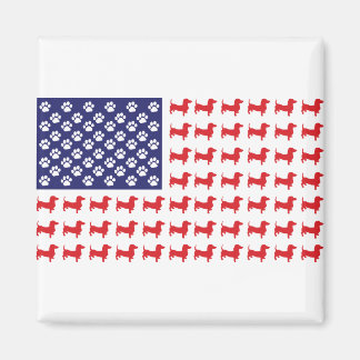 USA-Flagga-Dachshund Magnet
