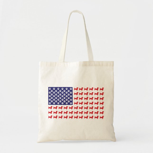 USA-Flagga-Dachshund Tygkasse (Framsidan)