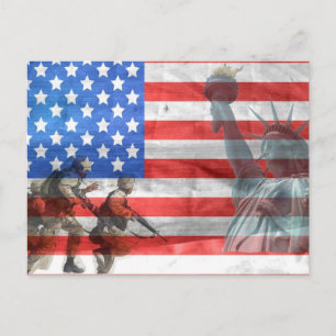 USA flagga Dam Liberty and Soldiers Vykort