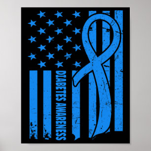 USA flagga Diabetiker Blå diabetes typ 1 Awa Poster