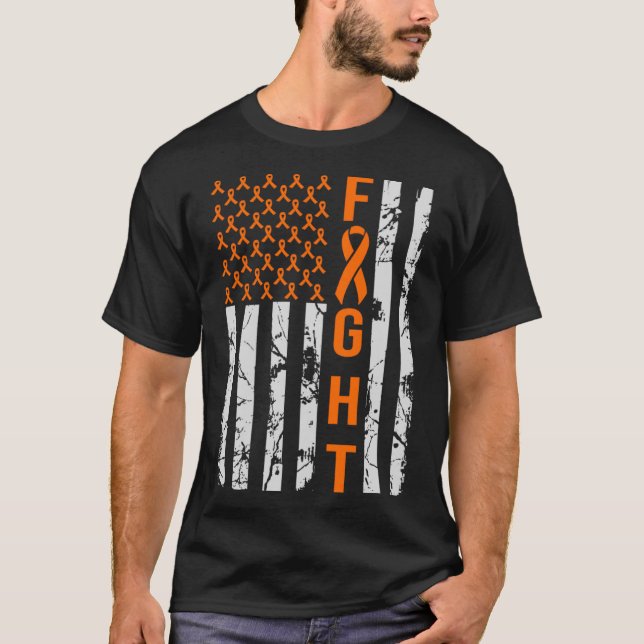 USA flagga Distress N Många Sclerosis Awareness T Shirt (Framsida)