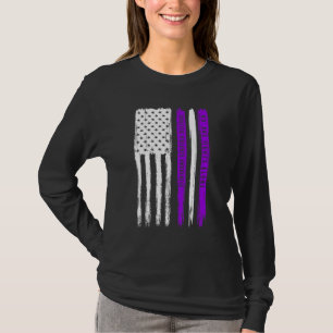 USA flagga Domestic Violence Awareness Månad Lila T Shirt