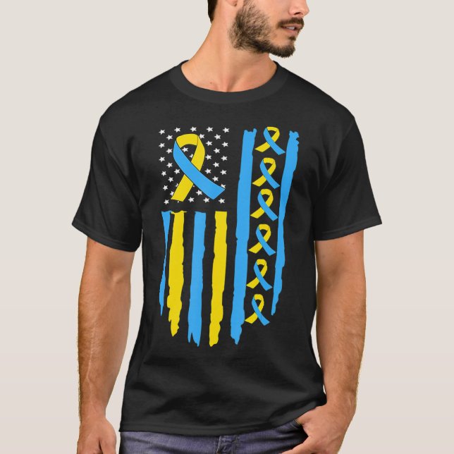 USA flagga Down Syndrome Awareness för manar women T Shirt (Framsida)