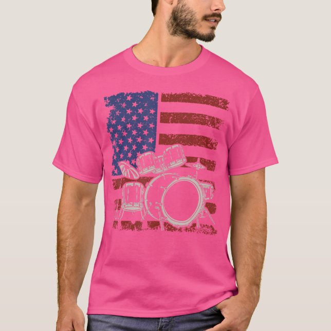 USA flagga Drummer Percussion Drums Player Musicia T Shirt (Framsida)