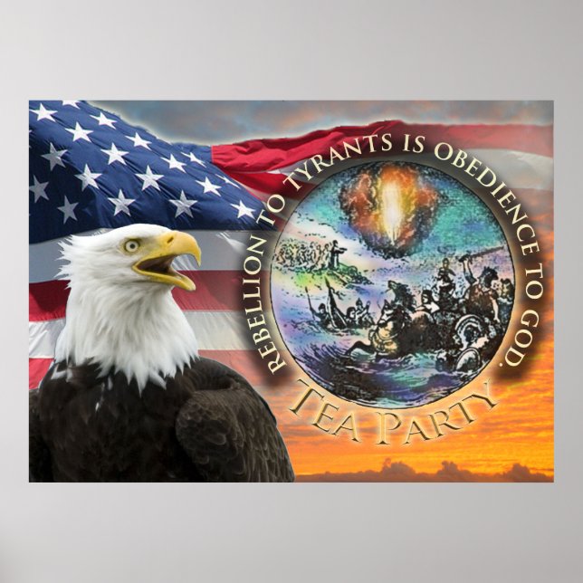 USA flagga Eagle Tea Party Poster (Framsidan)