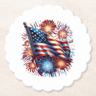 USA Flagga Eldflugor Patriotisk Underlägg Papper