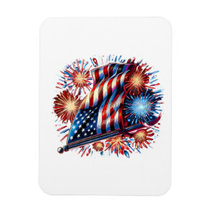 USA Flagga Eldsprutande Patriotisk Magnet