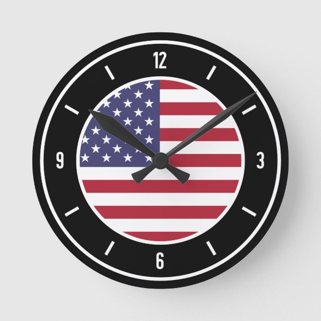 USA flagga Elegant Rund Klocka (Framsida)