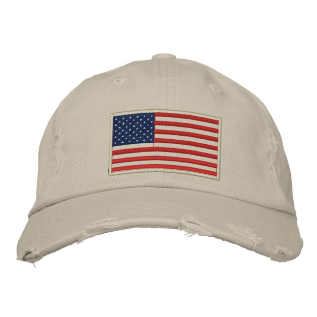 USA-Flagga Embroized Distress Hat Broderad Keps (Framsida)