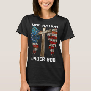 USA flagga Faith Kor One Nation under Gud Amerika T Shirt