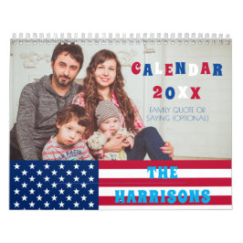 USA flagga & Family Photo Retro Kalender