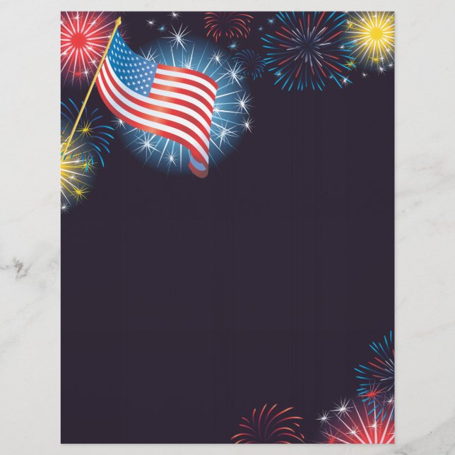 USA flagga & Fireworks Flyer (Framsidan)