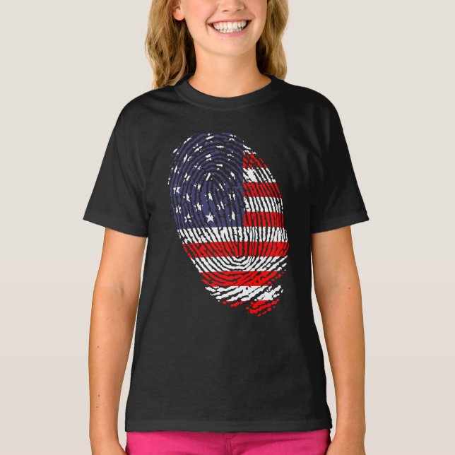 USA flagga, flagga of USA, American flagga fingera T Shirt (Framsida)