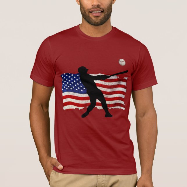USA flagga för basebollspelaresportbollspel Tee (Framsida)