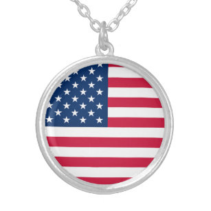 USA flagga - Förenta staterna - Patriotic Silverpläterat Halsband