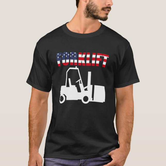 USA Flagga Forklift Driver T Shirt (Framsida)