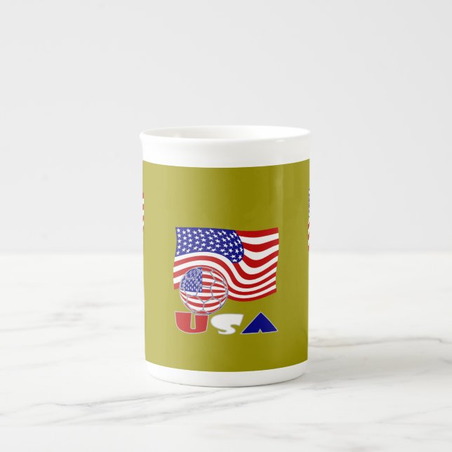 USA flagga Fotbolls-ball Golden Background Benporslin Mugg (Framsidan)