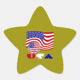 USA flagga Fotbolls-ball Golden Background Stjärnformat Klistermärke