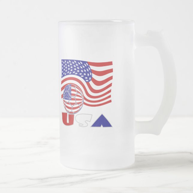 USA flagga - fotbollsbuss Frostat Ölglas (Höger)