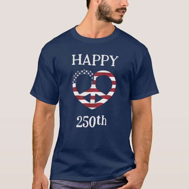 USA Flagga Fred Hjarta T Shirt (Framsida)