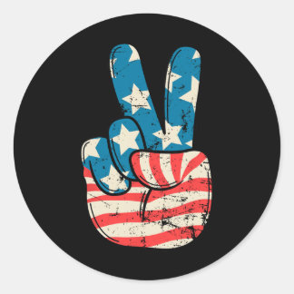 Usa Flagga Fredstecken Hand 4:e Juli Patriotiska M Runt Klistermärke