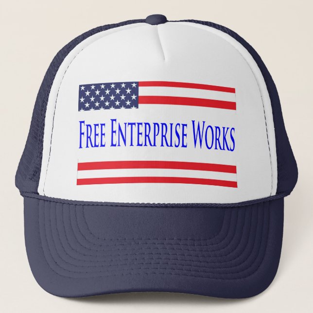 USA Flagga Free Enterprise Works Hat Truckerkeps (Framsida)