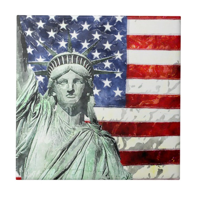 USA FLAGGA & FRIHET KAKELPLATTA (Framsidan)