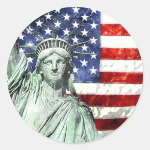 USA FLAGGA & FRIHET RUNT KLISTERMÄRKE
