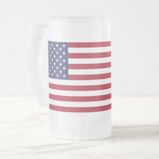 USA flagga Frosted 16 oz Frosted Glass Mugg (Framsida vänster)