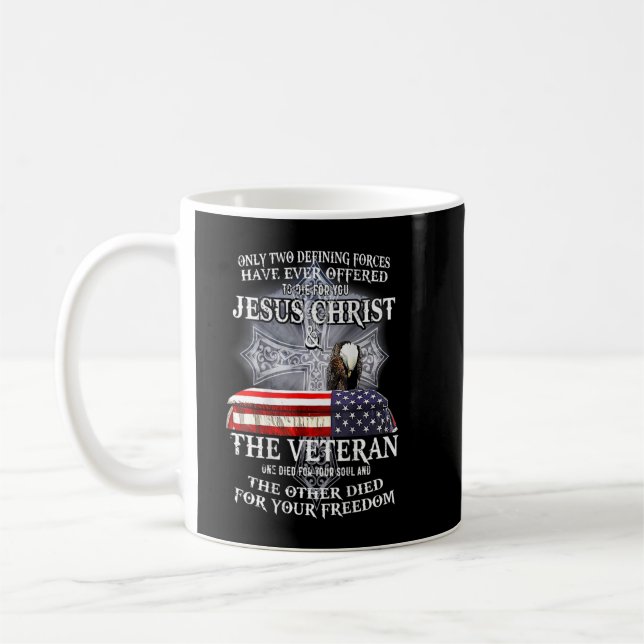 USA flagga fullständigt vaccinerat av Jesus blod T Kaffemugg (Vänster)