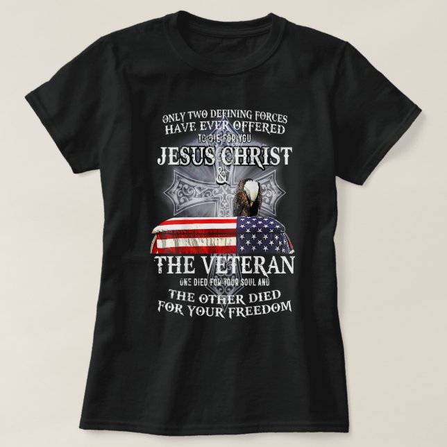 USA flagga fullständigt vaccinerat av Jesus blod T Shirt (Design framsida)