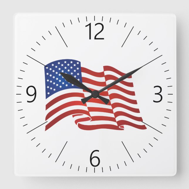 USA flagga Fyrkantig Klocka (Framsida)
