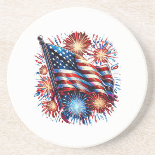 USA Flagga Fyrverkerier Patriotisk Underlägg