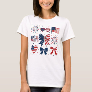 USA Flagga Fyrverkerier Slöjor Patriotisk 4 Juli C T Shirt