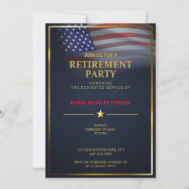 USA-flagga | Genomskinlig | Guldram | Lyxig blå Inbjudningar