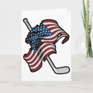 USA-flagga gjord av hockeyklubbor Kort