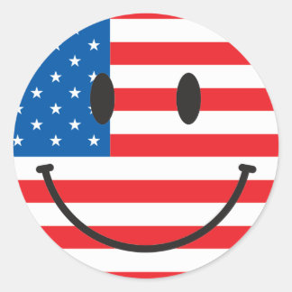 USA Flagga Glad Ansikte Runt Klistermärke