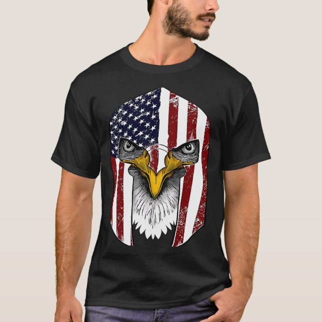 USA flagga Gladiator Helmet Förklaring av Independ T Shirt (Framsida)
