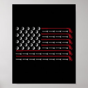 Usa Flagga Golfklubb Sport Gåva Amerika Golf Poster