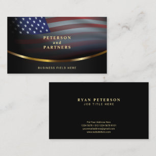 USA flagga   Gradation Concave Guld   Svart Visitkort