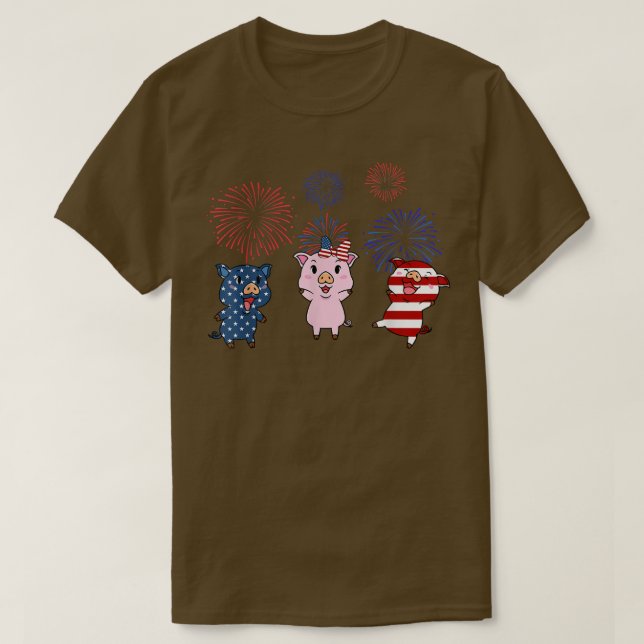 USA flagga Gris Fireworks Patriotic 4:e juli T Shirt (Design framsida)