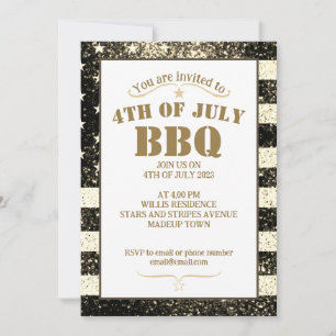 USA flagga guld sepia gnistrar 4 juli BBQ-fest Inbjudningar