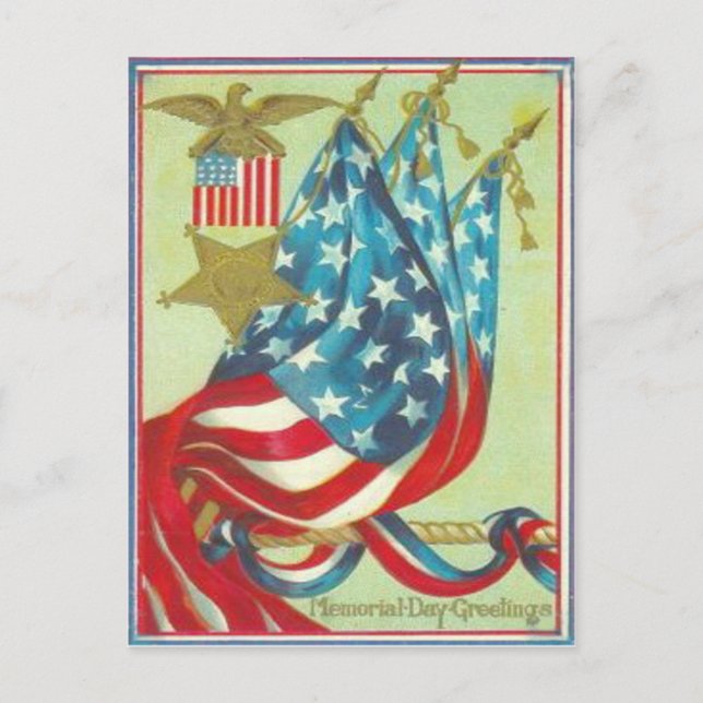 USA Flagga Guldstjärna Örn Minnesdag Vykort (Framsida)