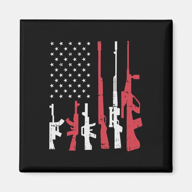 USA flagga Guns Funny American Pride 4:e juli Pat Magnet (Framsidan)