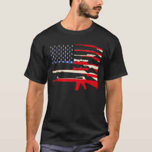 USA flagga Guns Weapon Rifles 2A Ändring 4 juli T Shirt