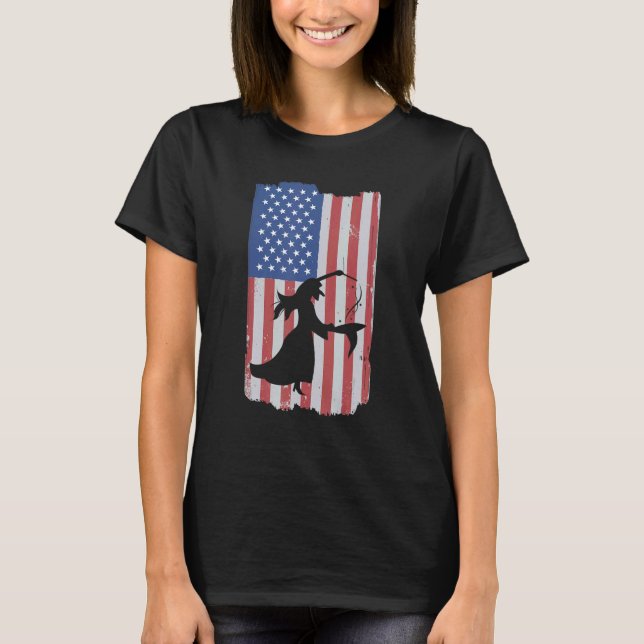 USA flagga Halloween Ghost Party 4 T Shirt (Framsida)