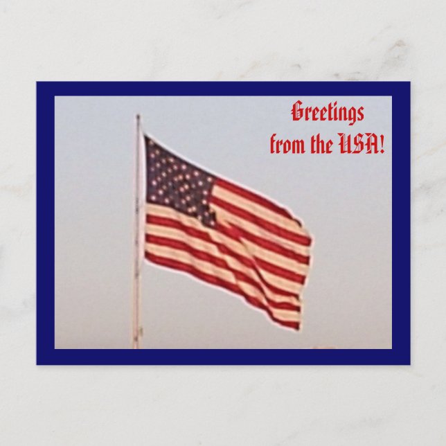 USA Flagga Hälsningar Postkort Vykort (Framsida)