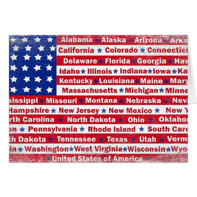 USA flagga Hälsningskort (Framsidan Horizontal)